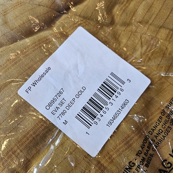 Free People Eva Set Crop Cami High Rise Wide Leg Ankle Length Pants Gold Med NWT - Picture 6 of 16